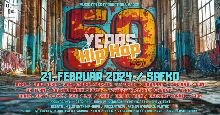50 rokov s hiphopom? Koncerty, diskusie, prednášky, standup a osobnosti slovenského hiphopu